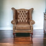 Vintage Leather Queen Ann Wing Chair